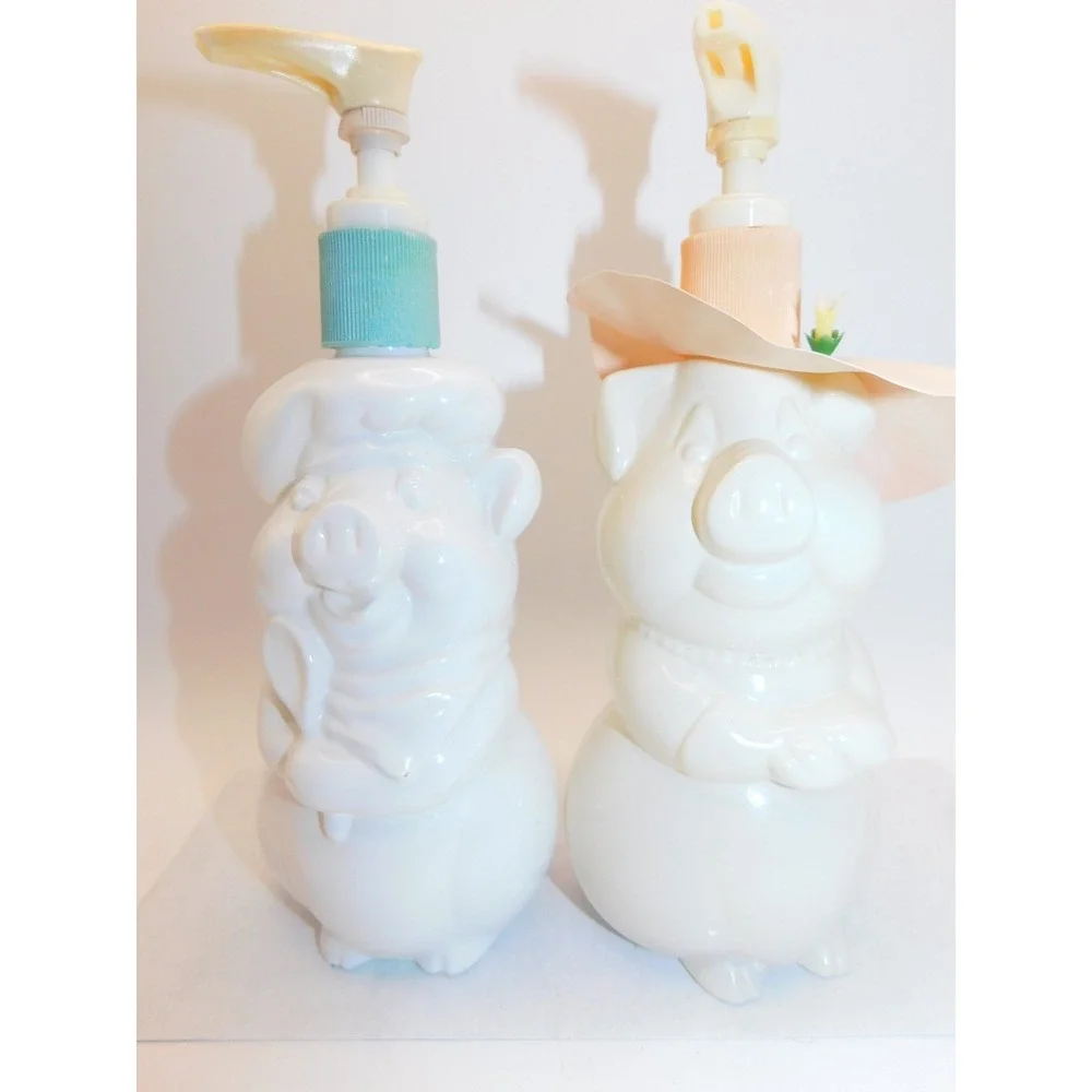 Vintage 1984 Avon Pierre The Pig and Lady Pig Lotion Dispensers